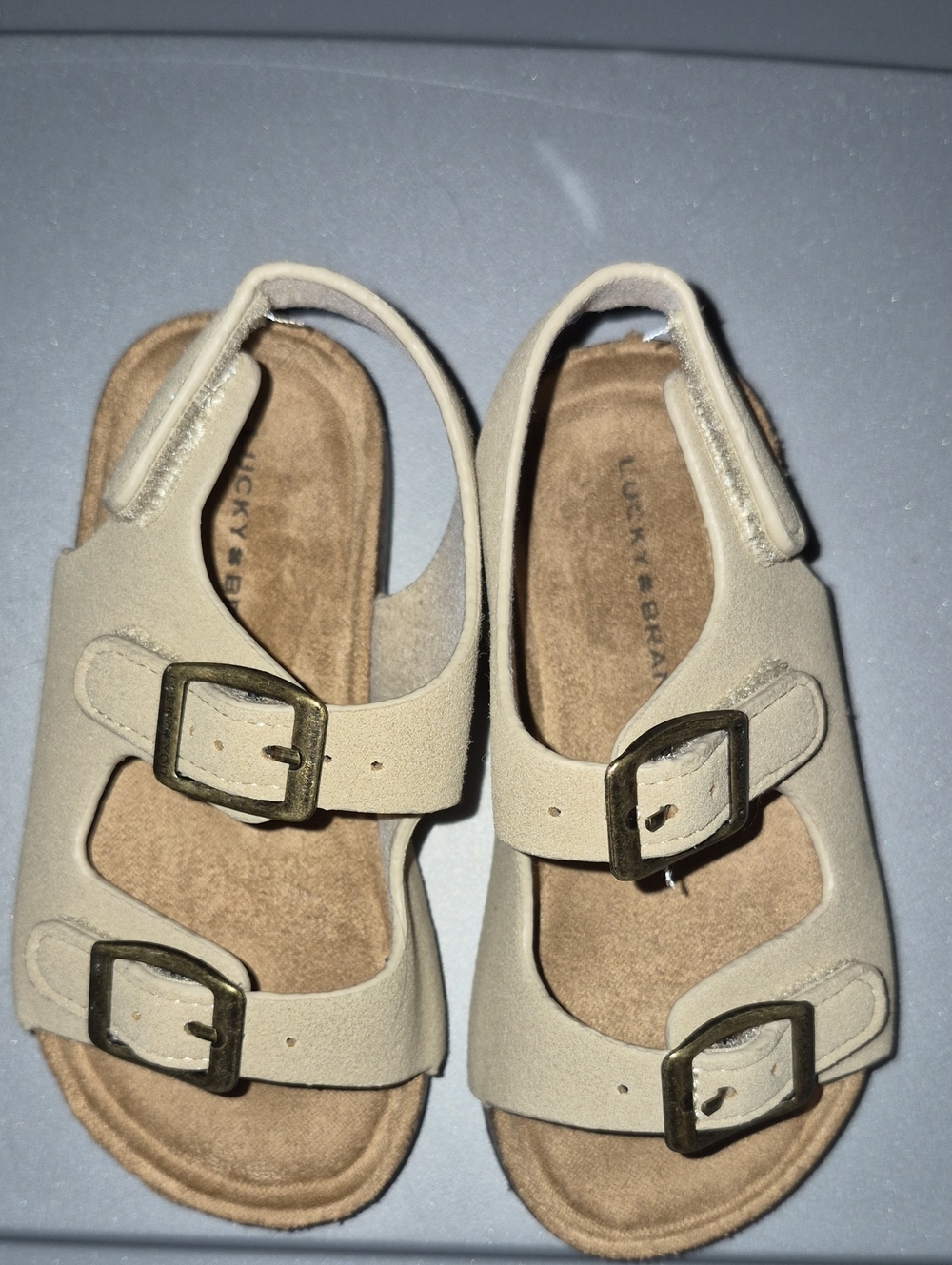 Lucky Brand Kids Neutral Tan Double-Buckle Sandals NWOT size 10 Kids